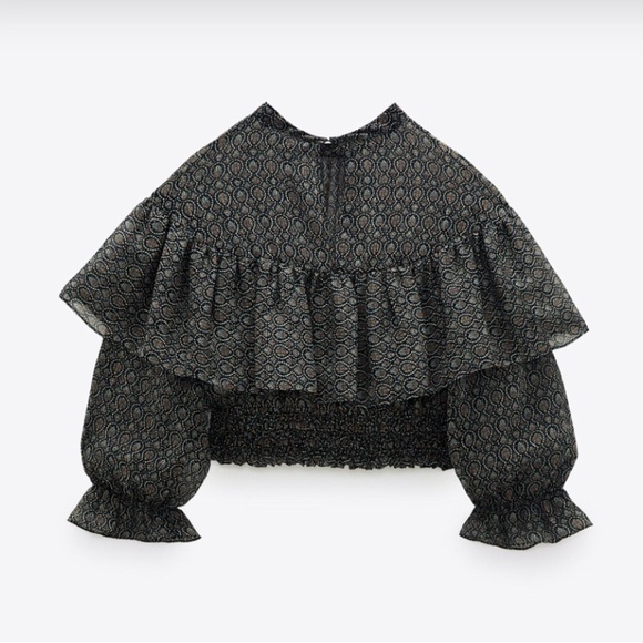 Zara Metallic Thread Printed Crop Blouse - Picture 4 of 12